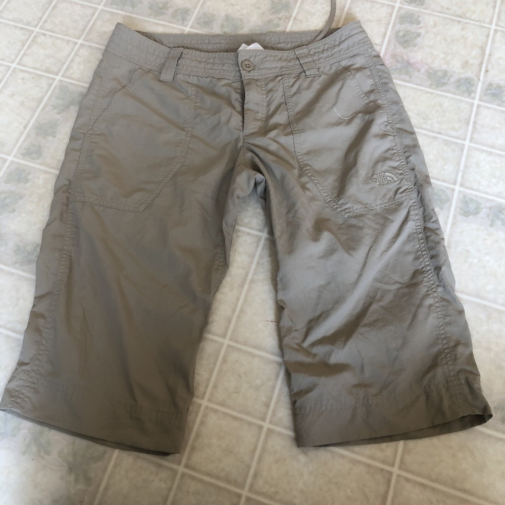 The North Face tan‎ Ripstop Inner waist Drawstring Nylon Hiking Shorts Sz 8